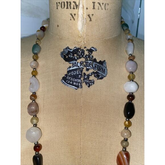 Handmade Natural Multi Stone Necklace Screw closure 36” Length - Picture 2 of 7